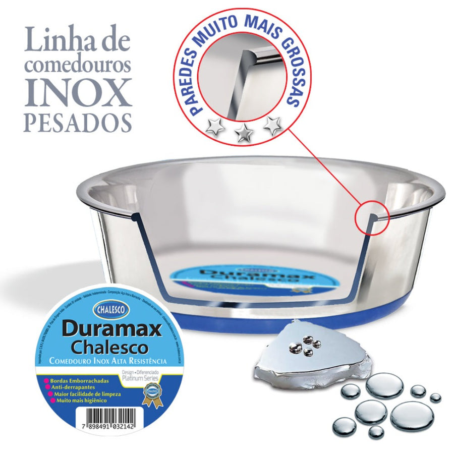 Comedouro Aço Inox Reforçado Duramax para Pets 235ml Chalesco - Altaluce