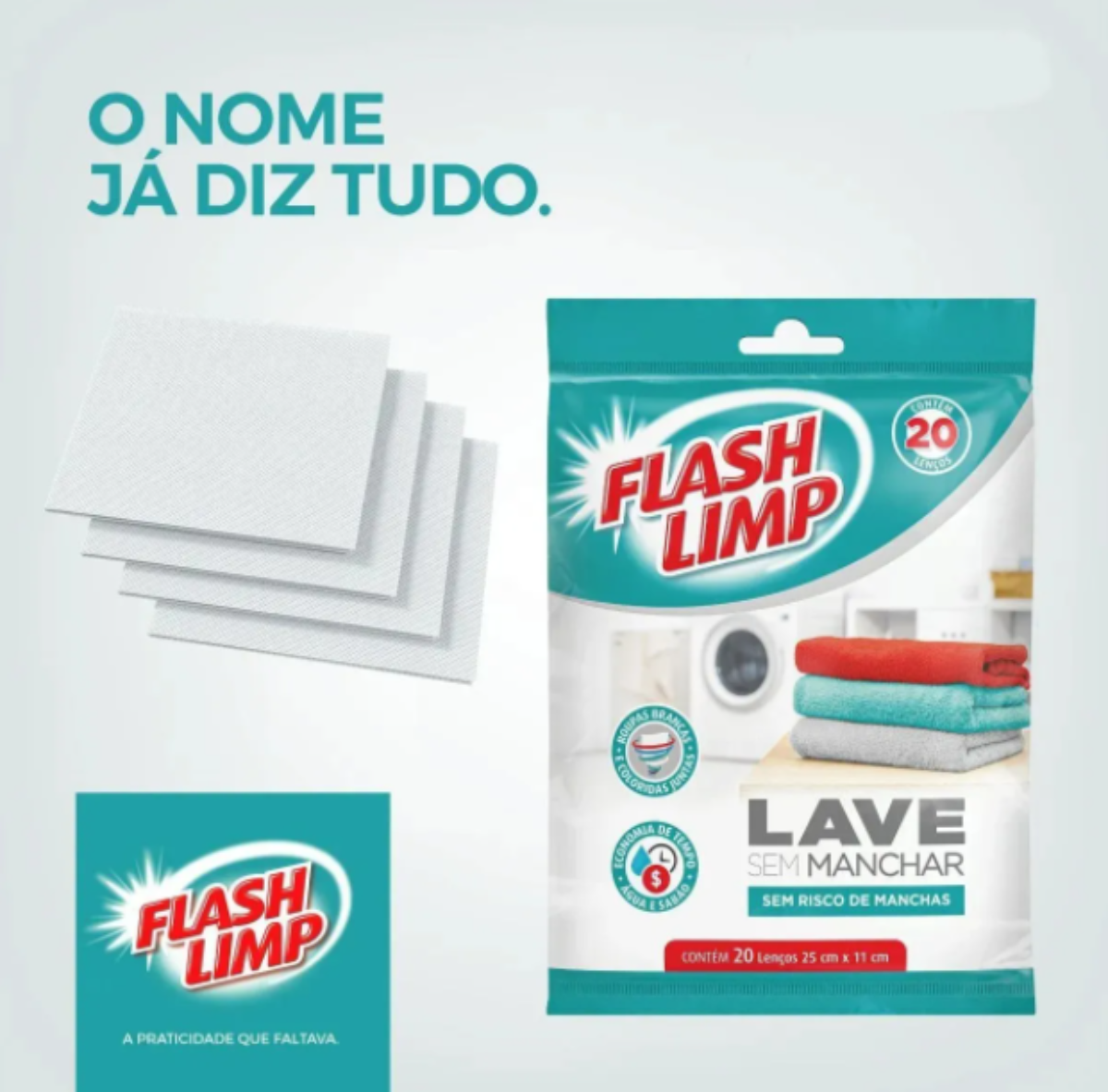Lave Sem Manchar 20 Peças - 12 Pacotes FlashLimp - Altaluce