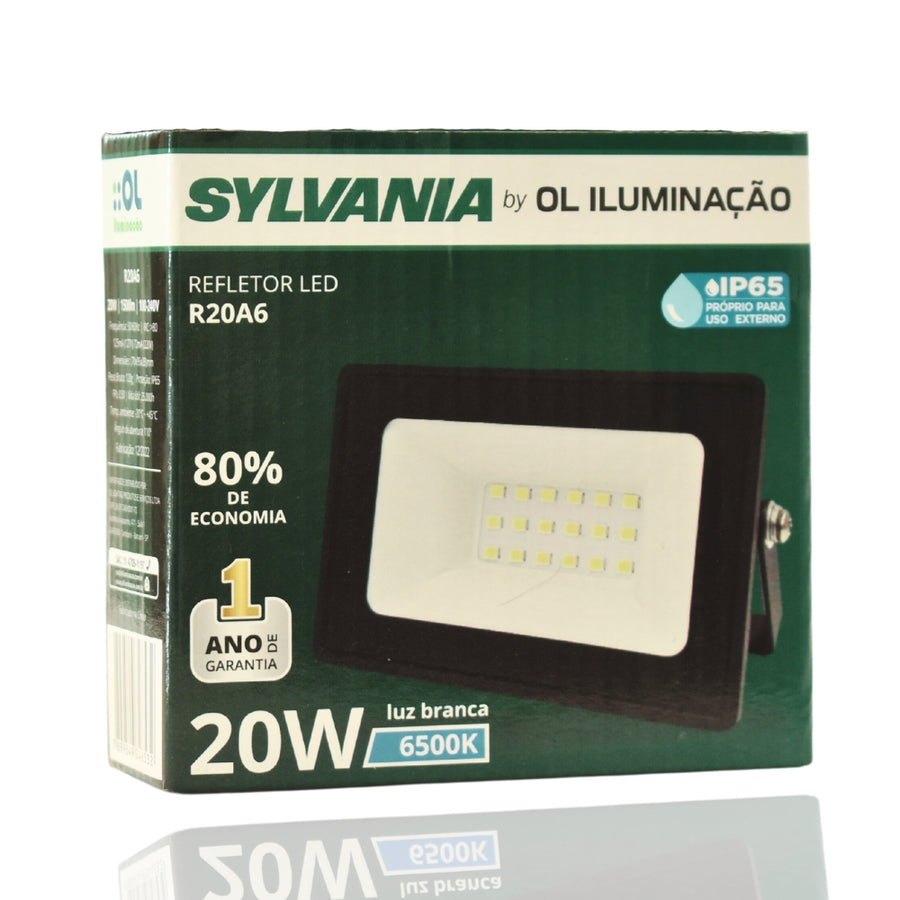 Refletor Led 20W Slim Prova D'agua IP65 Holofote Sylvania
