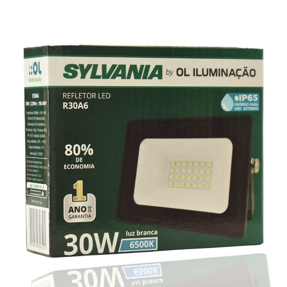 Refletor Led 30W Slim Prova D'agua IP65 Holofote Sylvania