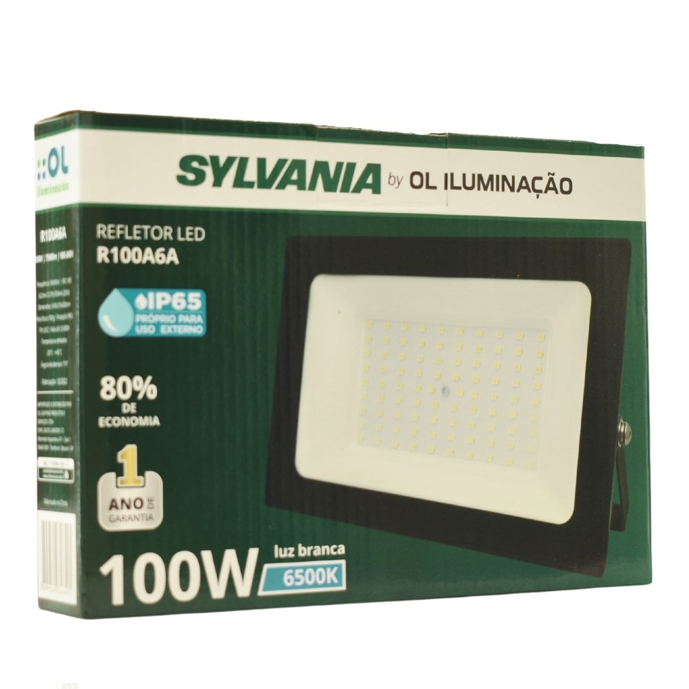 Refletor Led 100W Slim Prova D'agua IP65 Holofote Sylvania