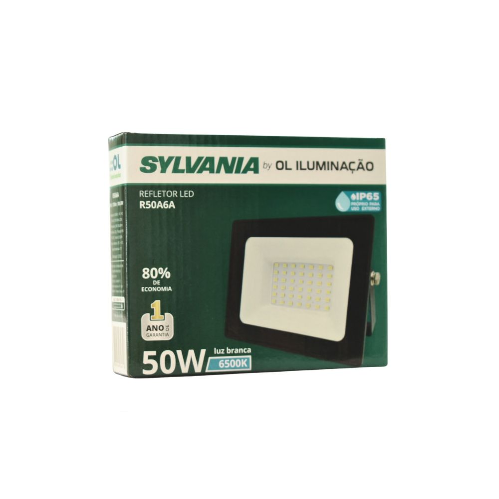 Kit 5 Refletor Led 50W Slim Prova D'agua IP65 Holofote  Sylvania