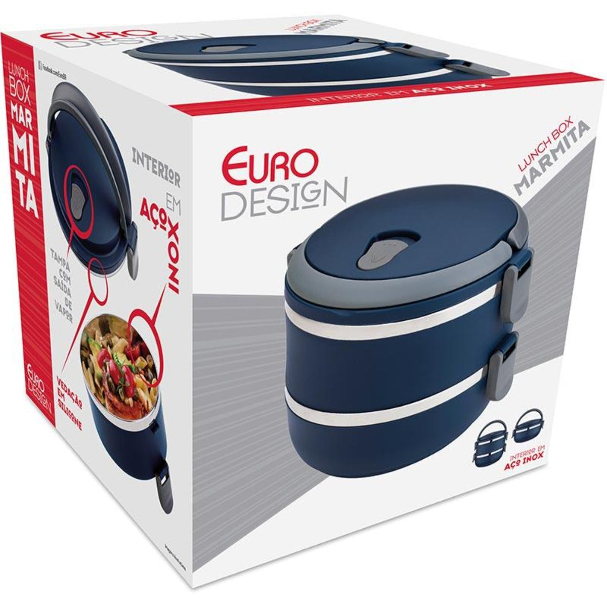 Marmita Lunch Box Térmica 2 em 1 Azul Euro - Altaluce