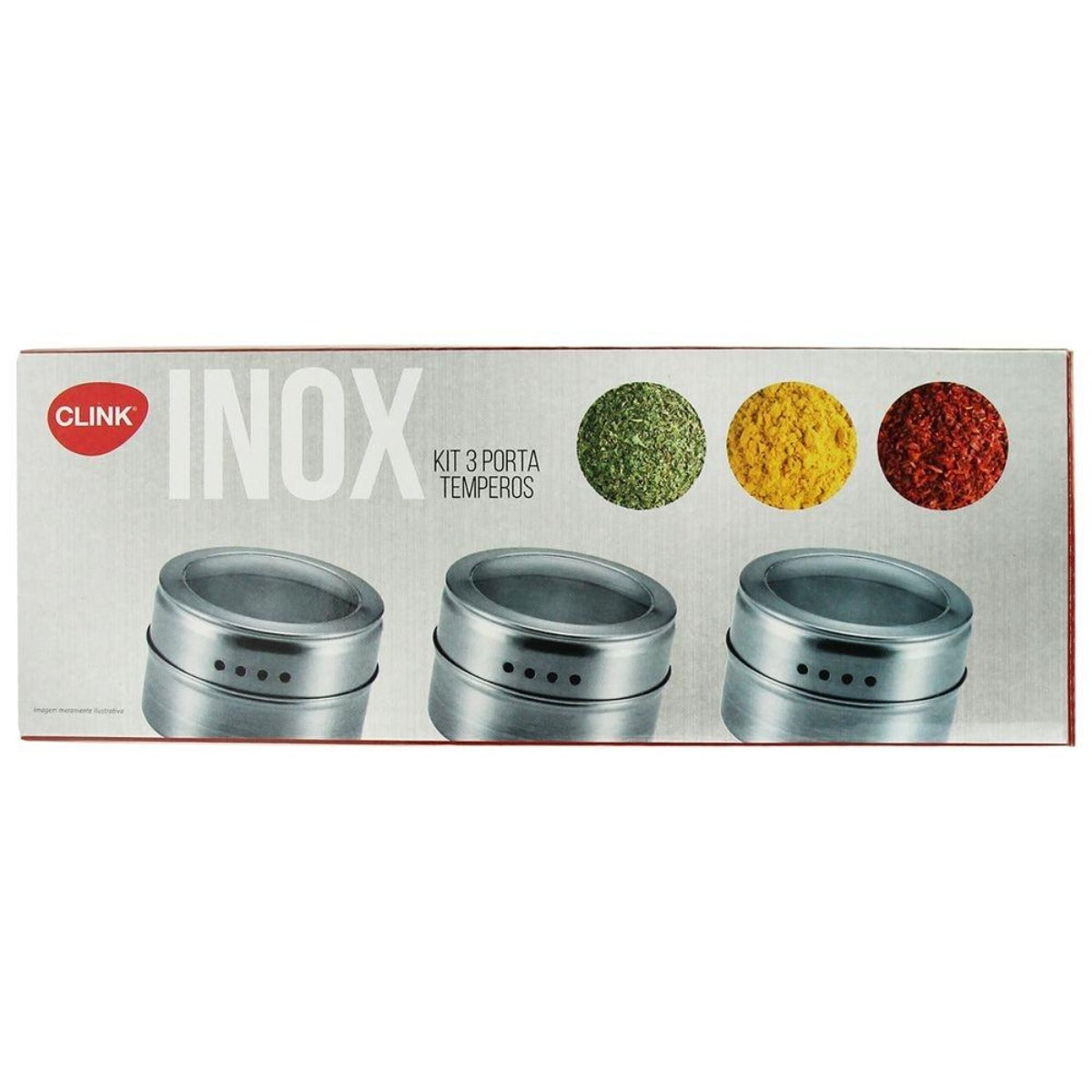Porta Condimentos Magnéticos com Suporte em Aço Inox - 3 Peças - Clink - Altaluce