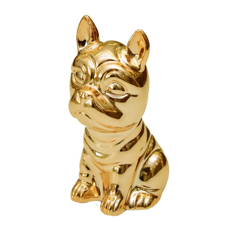 Enfeites Bulldog Dourado em Porcelna - 2 peças - Altaluce